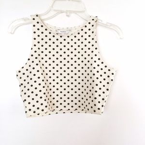 Aritzia Cream/Navy Polka Dot Crop Top