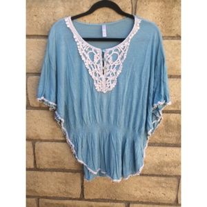 Baby blue peasant top