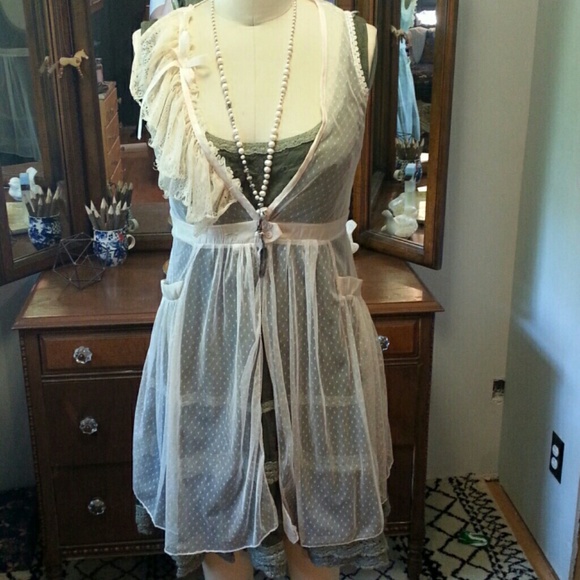 Free people dress and lace jacket vest tunic L 12