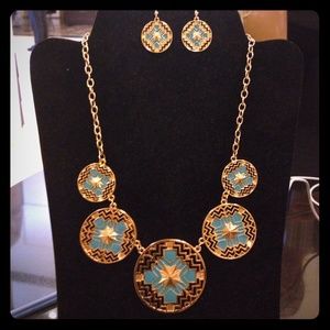 Multi-Colored Turquoise and Gold Necklace