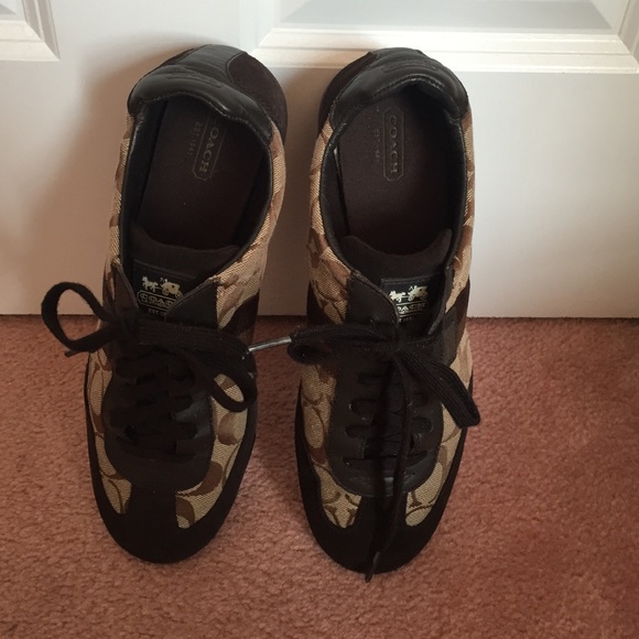 AUTHENTIC COACH BROWN AND KHAKI SNEAKERS