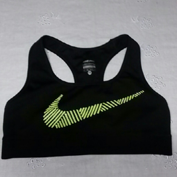 Nike Black Sports Bra With Lime Green Swoosh! NWOT