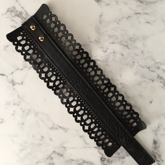 BCBG Laser Cut Leather Cuff