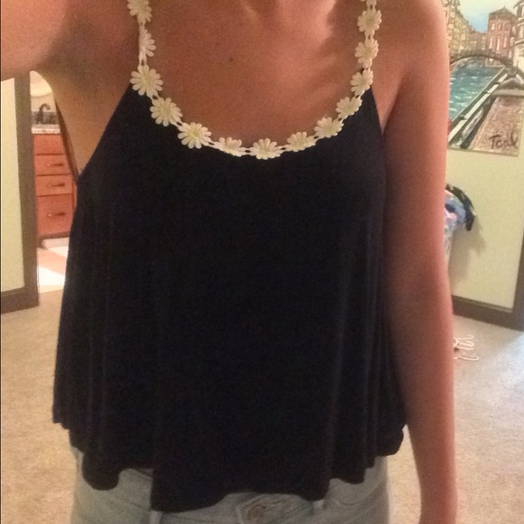 Black LA hearts tank top with sunflowers