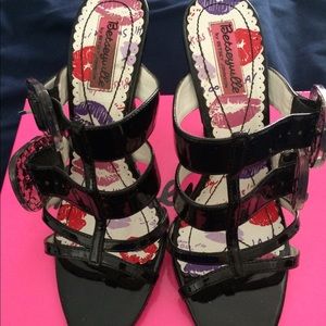 Patten leather with buckles