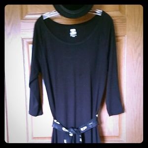 3/4 sleeve casual black dress