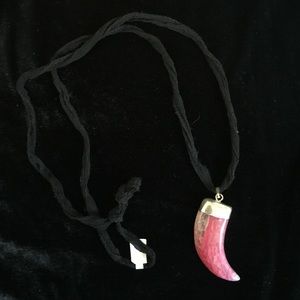 Bohemian Rose Quartz Horn Necklace