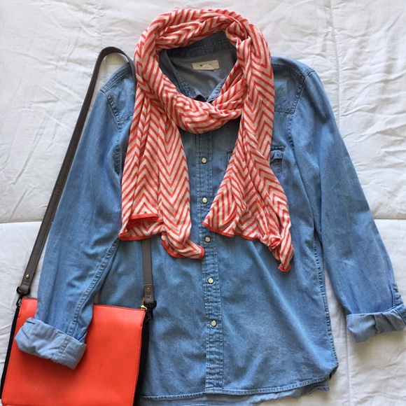 Coral chevron scarf