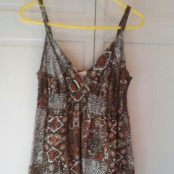 Brown Floral Strapped Dress