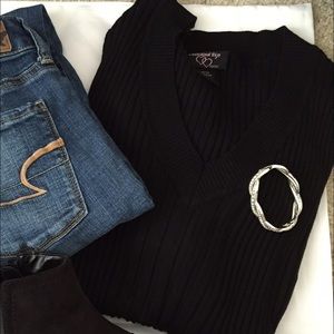 Black ribbed sweater
