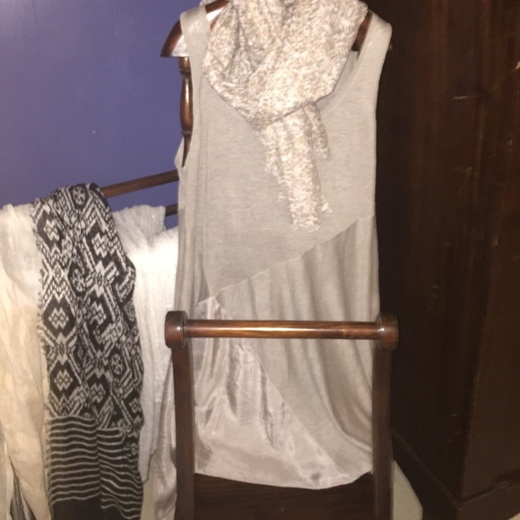 Asymmetrical linen and silk sleeveless top