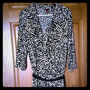 Black & white animal print 3/4 sleeve dress