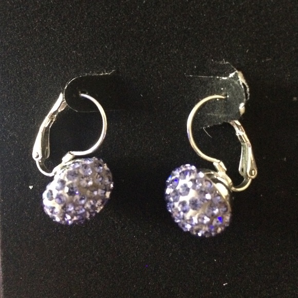 Purple Swarovski Crystal Ball Earrings - Picture 1 of 2