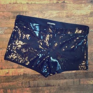 Express black sequined shorts