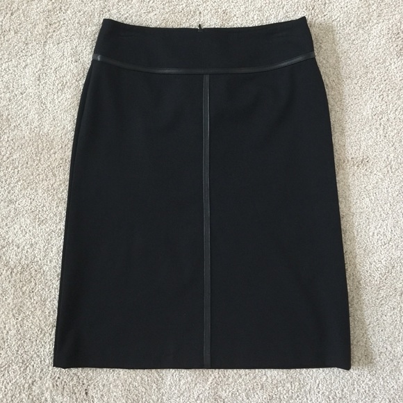 BEBE Black Pencil Skirt w Leather Trim. Sz 4