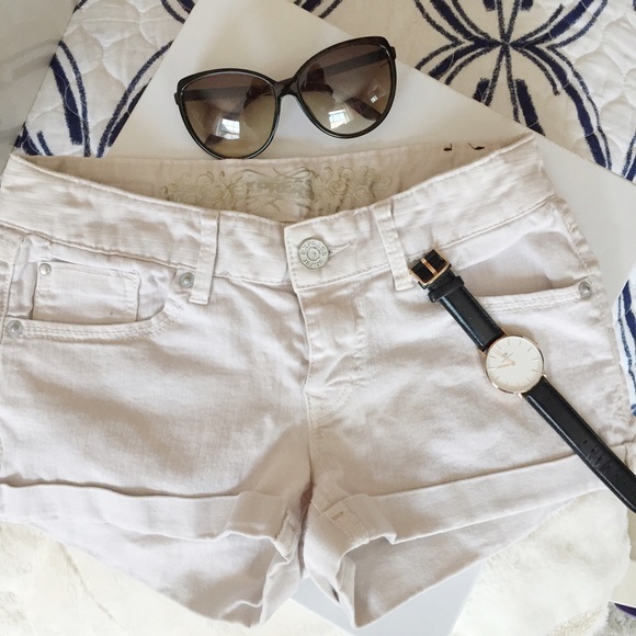 Light lavender denim shorts