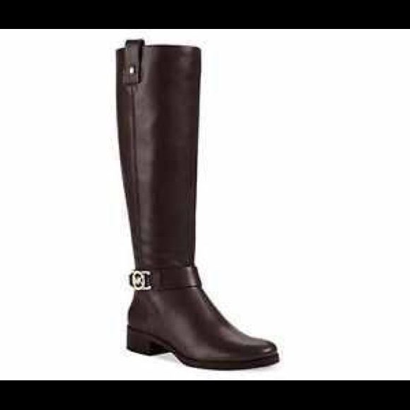 Michael Kors Charm Riding Boots Dark Coffee 8 1/2