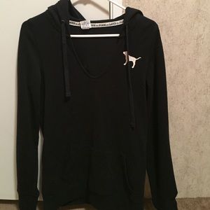 PINK vneck black pullover sweater