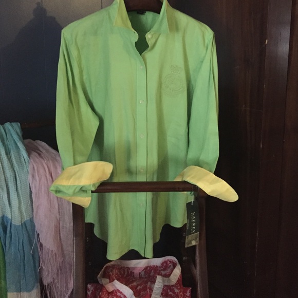 Green and yellow linen shirt