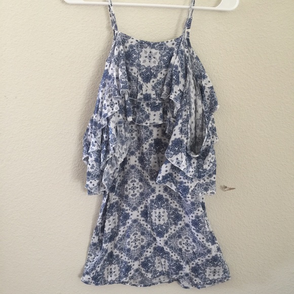 LF stores white/blue layered flounce dress - Picture 3 of 4