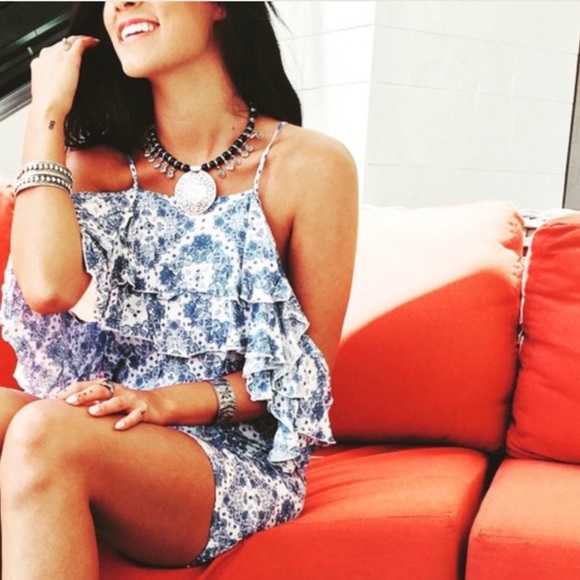 LF stores white/blue layered flounce dress - Picture 4 of 4