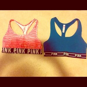 Two PINK cotton bra tops/sports bras.