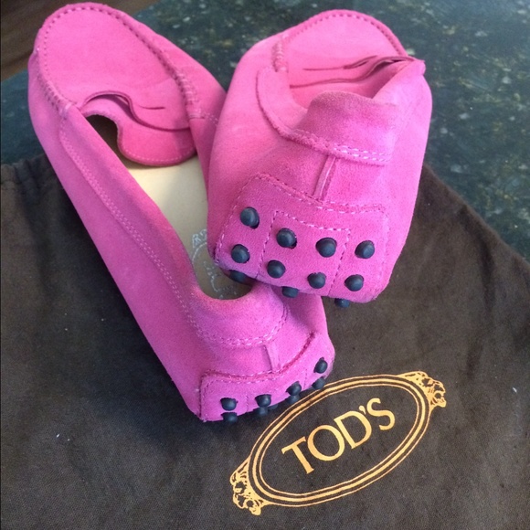Tod's Fuschia Gommini Suede Driving Moccasin