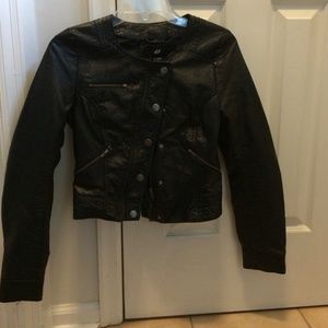 Faux Leather Cropped Moto Jacket