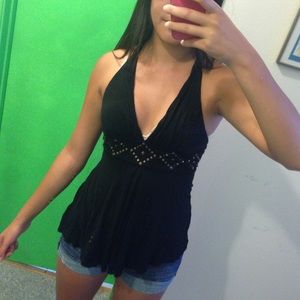 Black studded halter