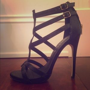 Black Leather Strappy Sandals