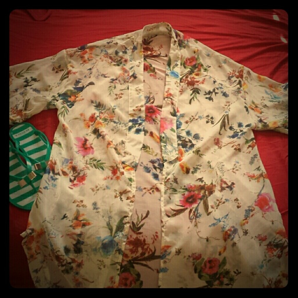 Japanese Beach Cover up/ floral Kimono