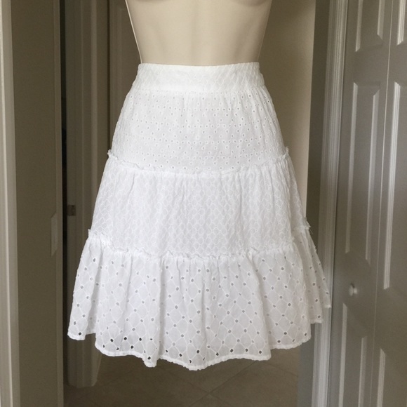 Ann Taylor LOFT White Eyelet A-Line Skirt. Sz 4P