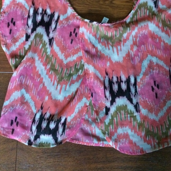 Coral Ikat Crop Top with Open Flap Back - Picture 2 of 2
