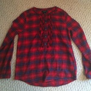 Flannel Ruffel Lands' End Blouse