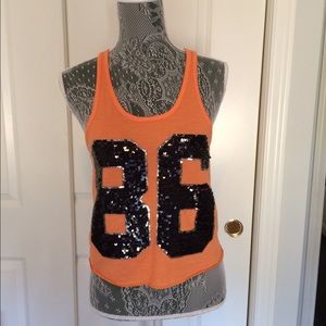 Orange &a Black Sequined #86 Tank