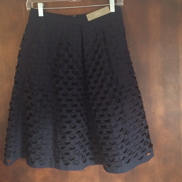 J.Crew lasercut pleated circle skirt in navy sz4P.
