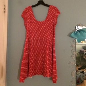 Coral and white polka dot dress
