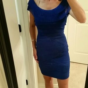 BCBG Blue Ruffled Dress
