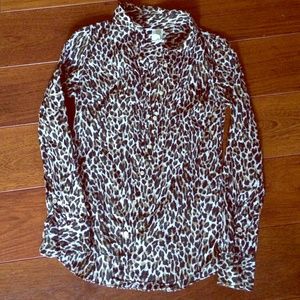 J. Crew Perfect Fit Leopard Print Shirt