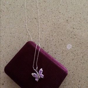 Purple butterfly necklace