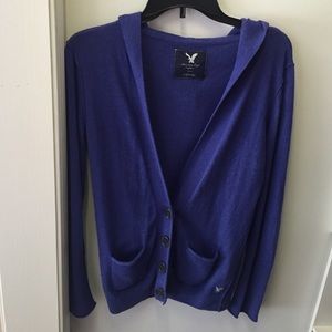American Eagle Outfitters indigo hooded cardigan