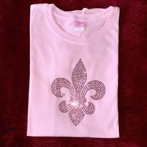 Rhinestones, pink shirt