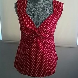Red and white polk a dot top