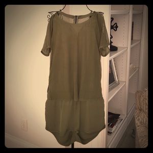 G-Star Women Mesh Overlay Romper in Army Green