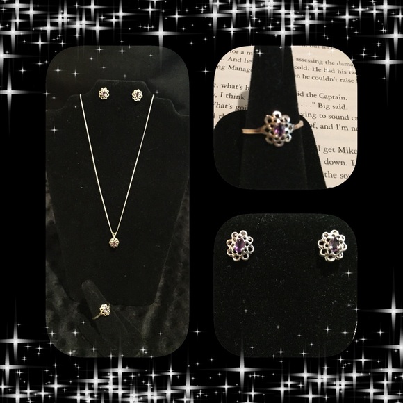 HP Vintage Sterling Silver & Genuine Amethyst Set