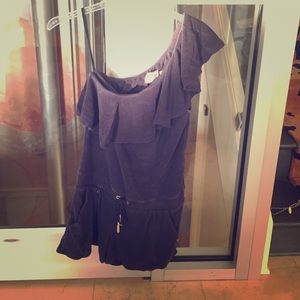 One shoulder Navy towel romper