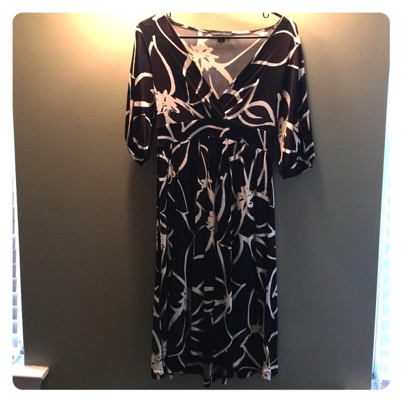 Brown and black floral print dress/euc