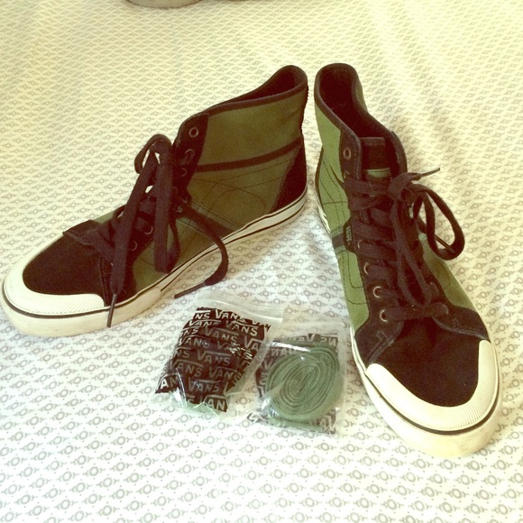 High top Vans with extra laces.