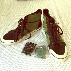 High top Vans with extra laces.