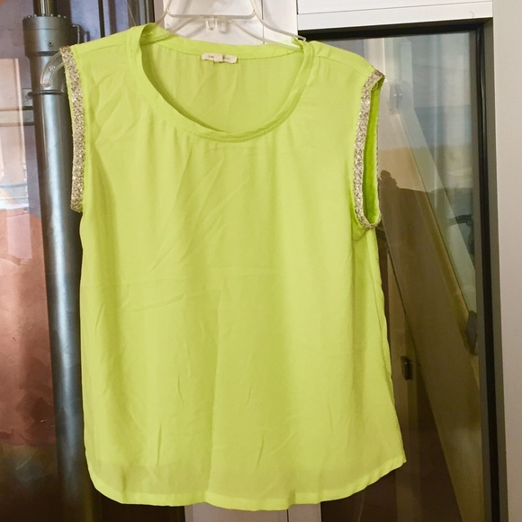 Lime green beaded sleeve trim
